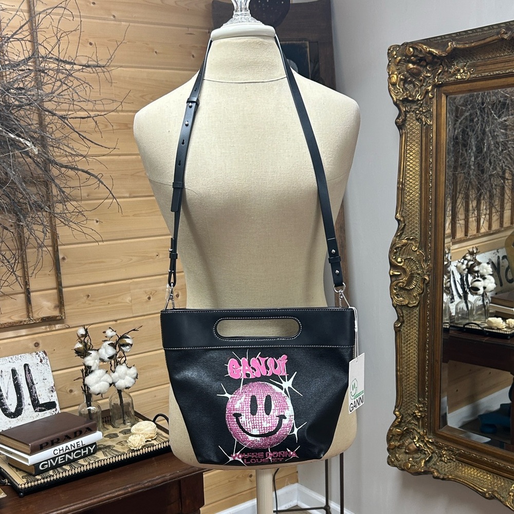 NWT Ganni Smiley Print Tote